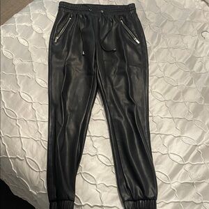 Bar III Black Faux Leather Joggers